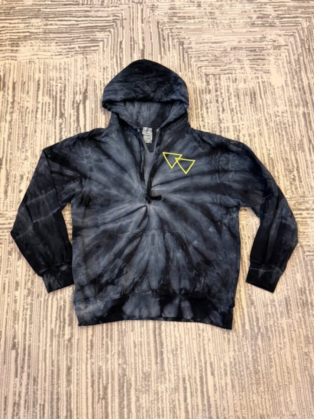 Dyenomite women's small "EMAGINE NATION" black/gray tie-dye hoodie sweatshirt